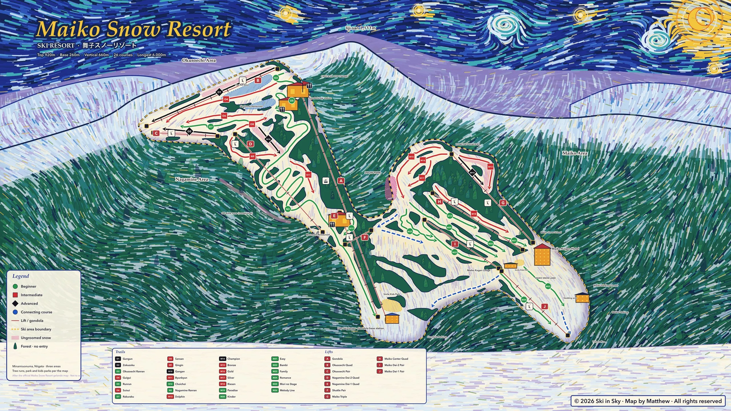 Maiko trail map, painted