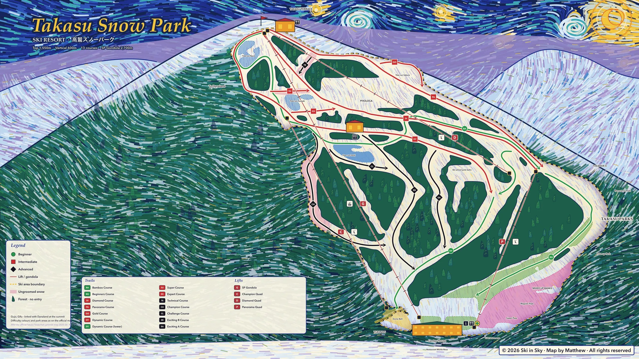 Takasu trail map, painted